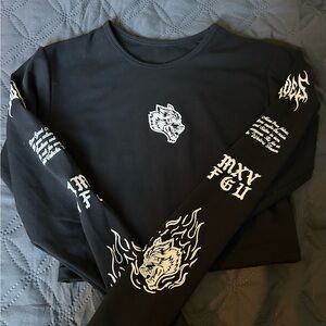 Darc Sport Black Crop Top with White Wolf Graphic